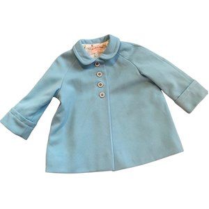 Vintage Handmade Pastel Powder Blue Long Line Fully Lined Jacket